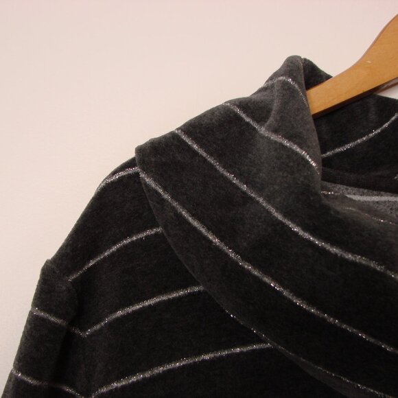 Talbots Gray Velvet Tunic Top Luxe Cowl Neck Silver Metallic Stripe Plus Size 2X - Picture 5 of 12